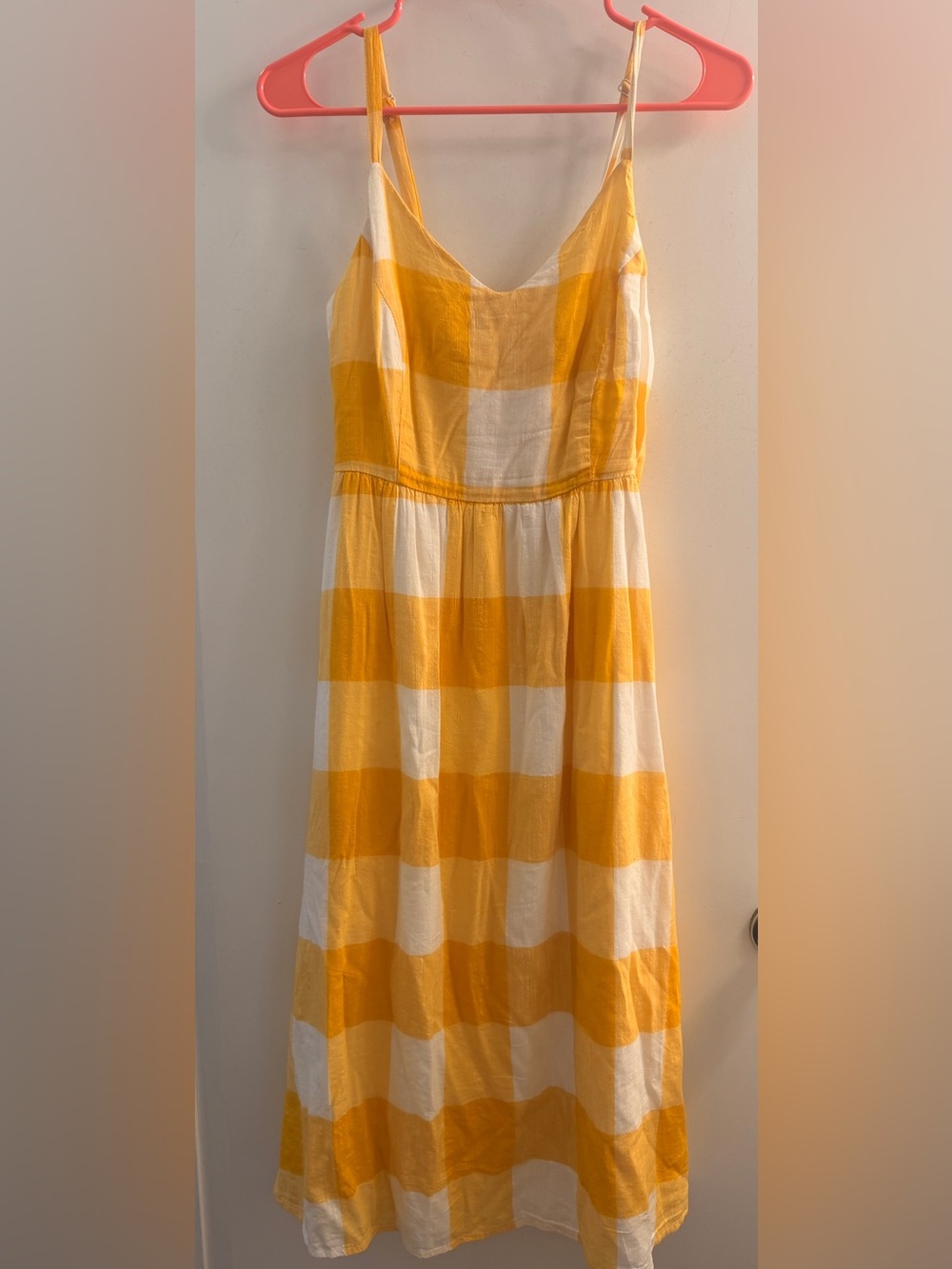 🧺🌼 Old Navy Yellow and White Gingham “Picnic” Midi Sundress